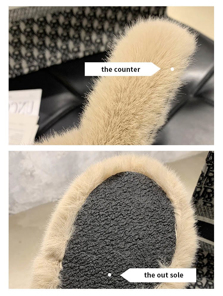 Furry Slippers Cute Plush Fox Hair Fluffy Sandals