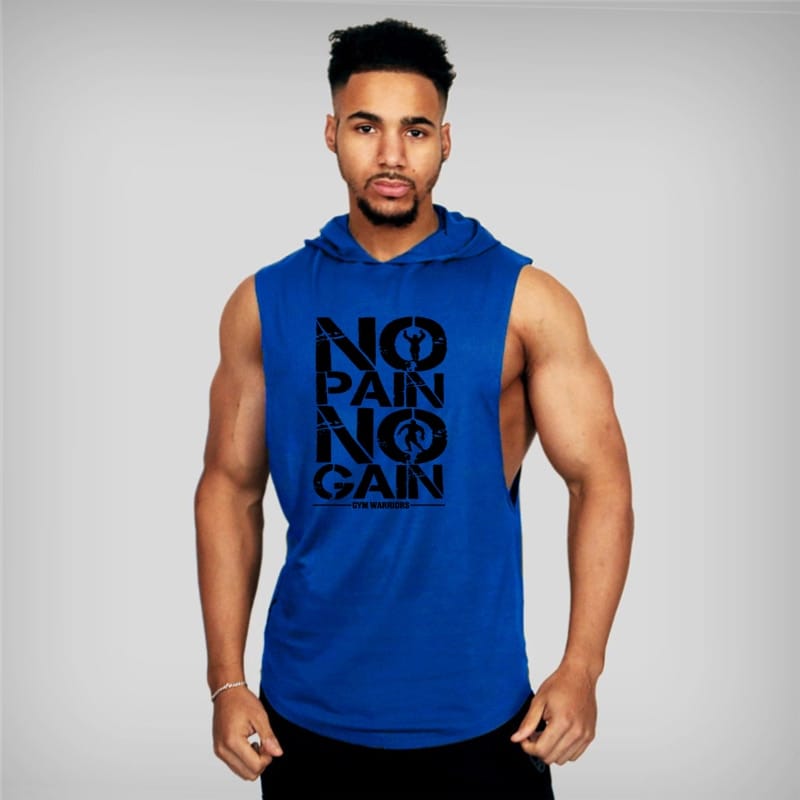 Mens Hooded Top Cotton Sleeveless Sweatshirt