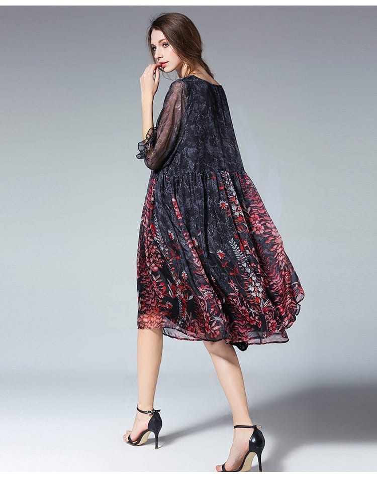 Women print Chiffon dress Plus size