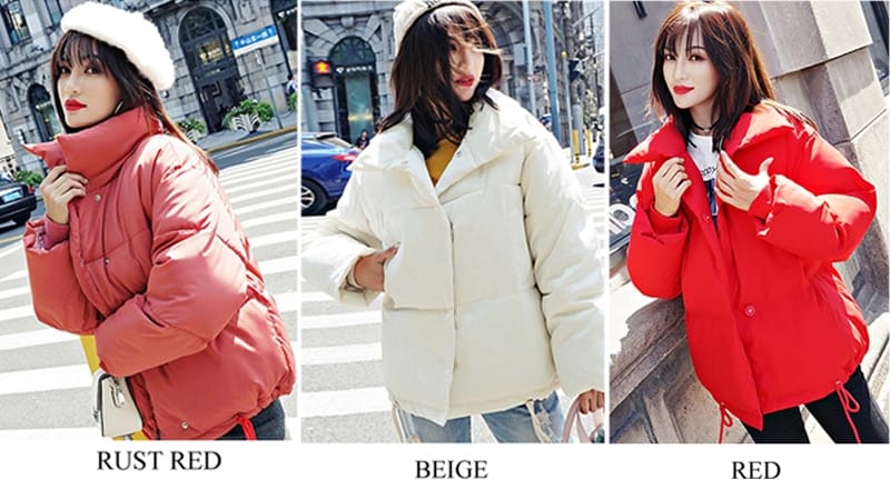 Winter Jacket Women Stand Collar Solid colors