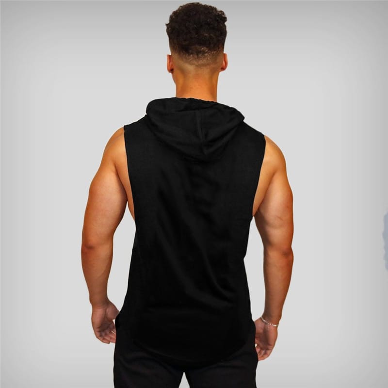 Mens Hooded Top Cotton Sleeveless Sweatshirt