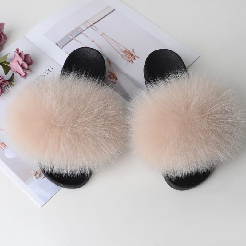 Home Fluffy Furry Female Indoor Slippers Luxury Plus Size