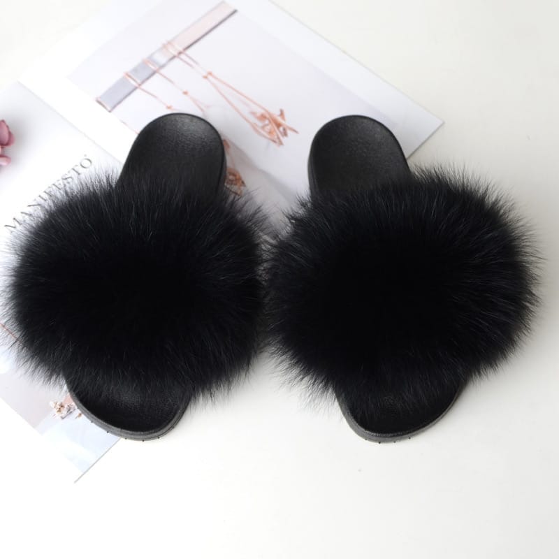 Home Fluffy Furry Female Indoor Slippers Luxury Plus Size