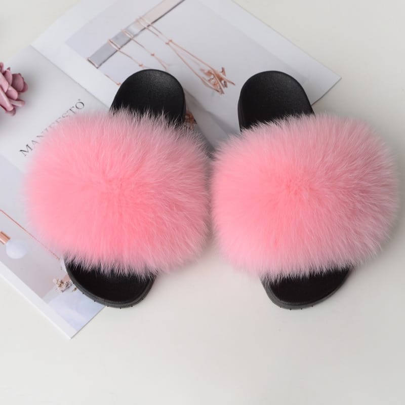 Home Fluffy Furry Female Indoor Slippers Luxury Plus Size