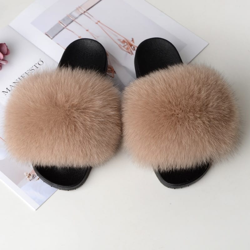 Home Fluffy Furry Female Indoor Slippers Luxury Plus Size