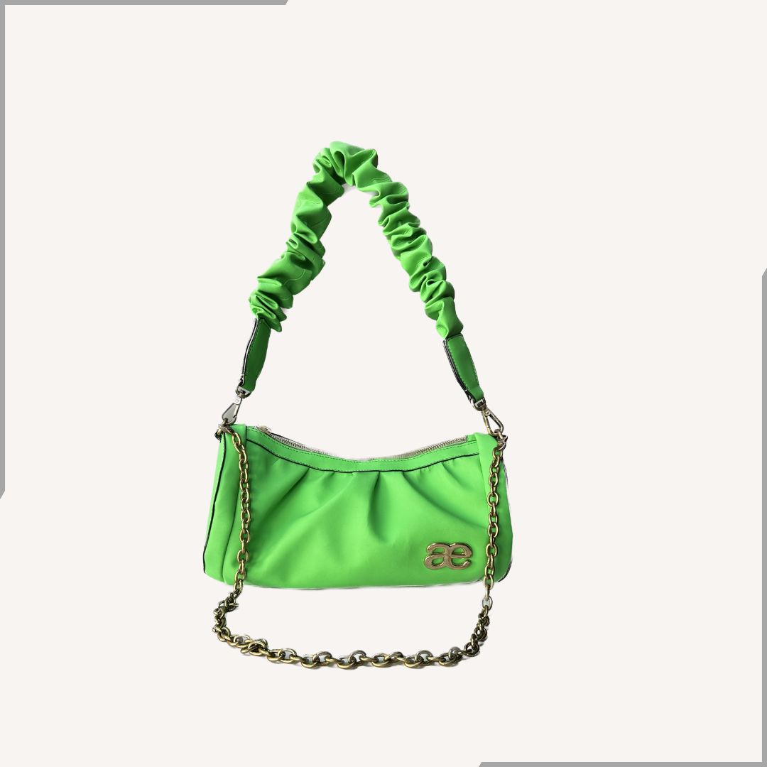 Attractive Metallic Green Samosa Potli with Hanging Dori Wallet Clutch  Wristlet Fashionable handbag Pouch