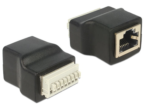 Adapter RJ45 female > Terminal Block with push button 8 pin - delock.israel