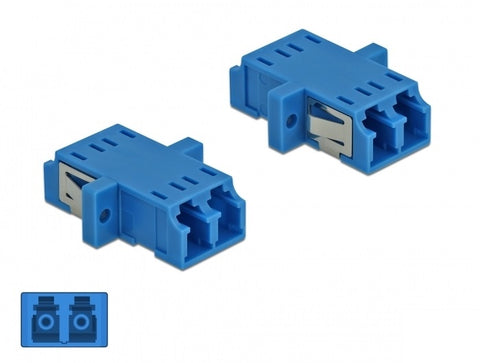 Optical Fiber Coupler LC Duplex female to LC Duplex female Single-mode blue