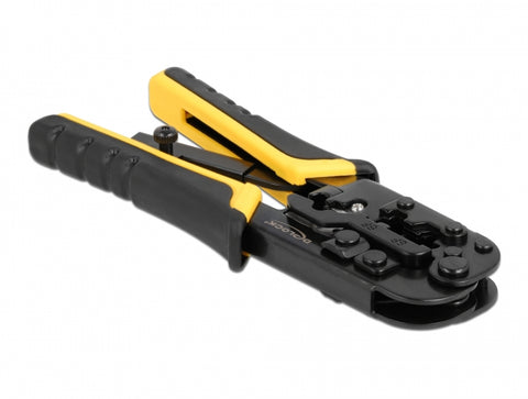 Universal Crimping Tool with wire stripper for 8P (RJ45), 6P (RJ12/11) or 4P plugs - delock.israel