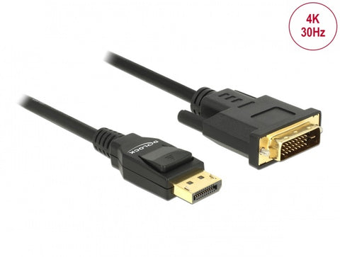 Cable DisplayPort 1.2 male > DVI 24+1 male passive 4K 30 Hz - delock.israel