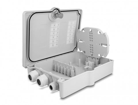 Fiber Optic Distribution Box for indoor and outdoor IP55 waterproof lockable 6 port grey - delock.israel