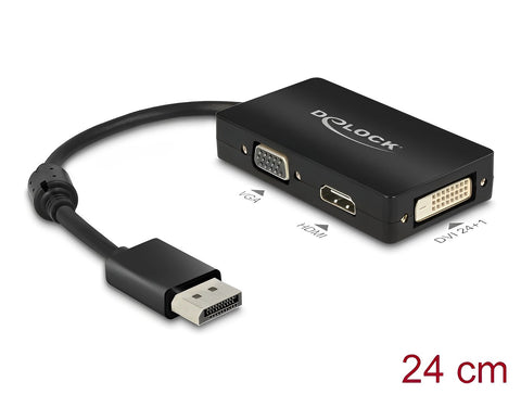 Adapter DisplayPort 1.1 male > VGA / HDMI / DVI female Passive black - delock.israel