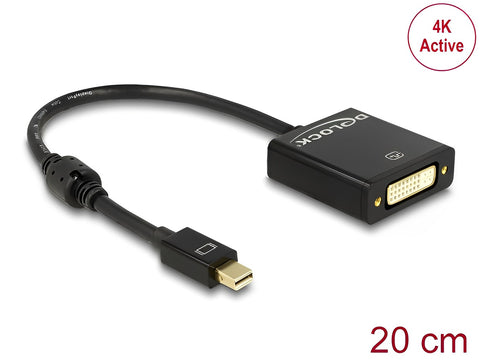 Adapter mini DisplayPort 1.2 male > DVI female 4K Active black - delock.israel