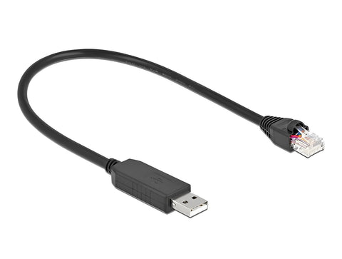 Delock Serial Connection Cable with FTDI chipset, USB 2.0 Type-A male to RS-232 RJ45 male black - delock.israel