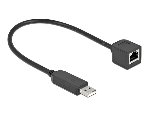 Serial Connection Cable with FTDI chipset, USB 2.0 Type-A male to RS-232 RJ45 female black - delock.israel
