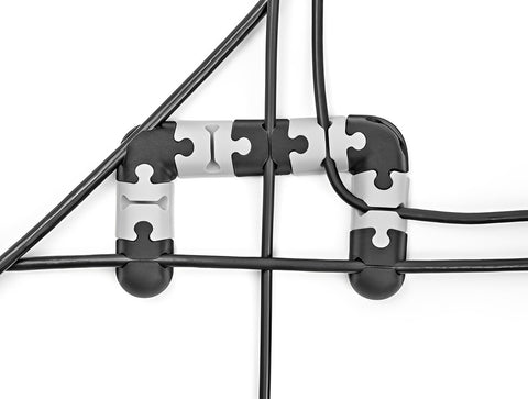 Cable holder self-adhesive modular set 9 pieces black / grey - delock.israel