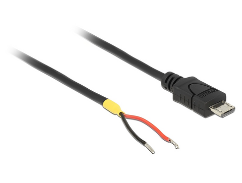 Cable USB 2.0 Micro-B male > 2 x open wires power Raspberry Pi - delock.israel