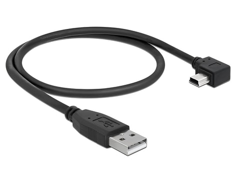 Cable USB-A male > USB mini-B male angled 90° left - delock.israel