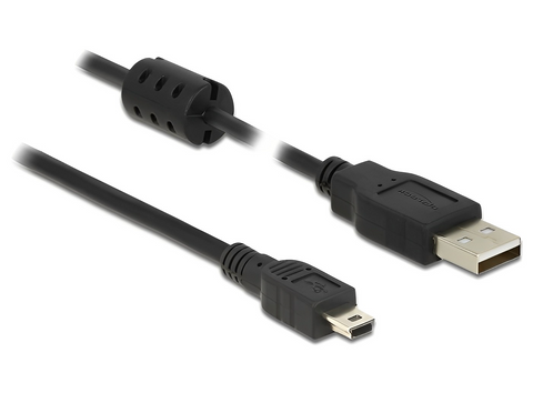 Cable USB 2.0 Type-A male > USB 2.0 Mini-B male black - delock.israel