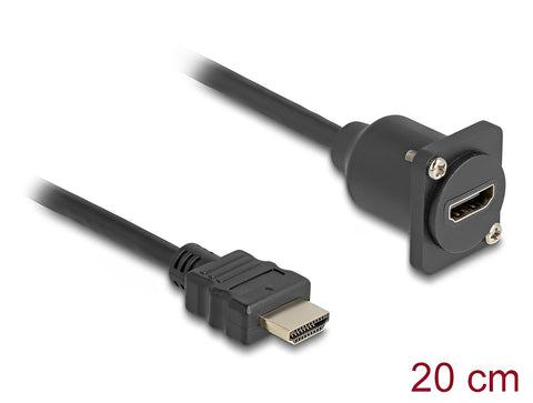 D-Type HDMI cable male to female black 20 cm