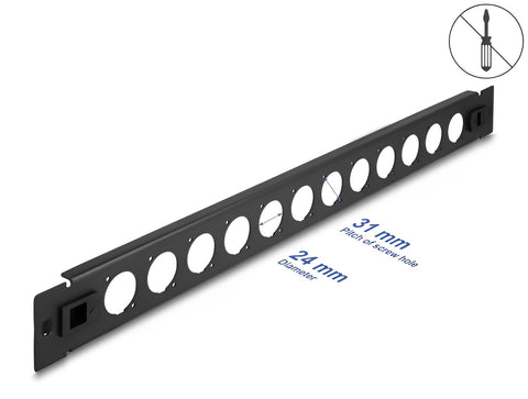 19″ D-Type Patch Panel 12 port tool free black - delock.israel