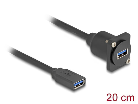 D-Type USB 5 Gbps Cable Type-A female to Type-A female black 20 cm - delock.israel