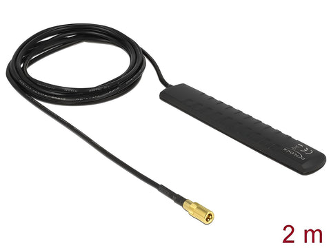 DAB+ DVB-T2 Antenna SMB Plug 20 dBi active omnidirectional black adhesive mounting - delock.israel