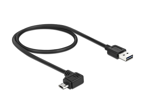 Cable EASY-USB 2.0 Type-A male > EASY-USB 2.0 Type Micro-B male angled left / right black - delock.israel