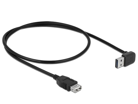 Extension cable EASY-USB 2.0 Type-A male angled up / down > USB 2.0 Type-A female black - delock.israel