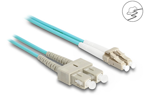 Fiber Optical Cable with metal armouring LC Duplex to SC Duplex Multi-mode OM3 - delock.israel