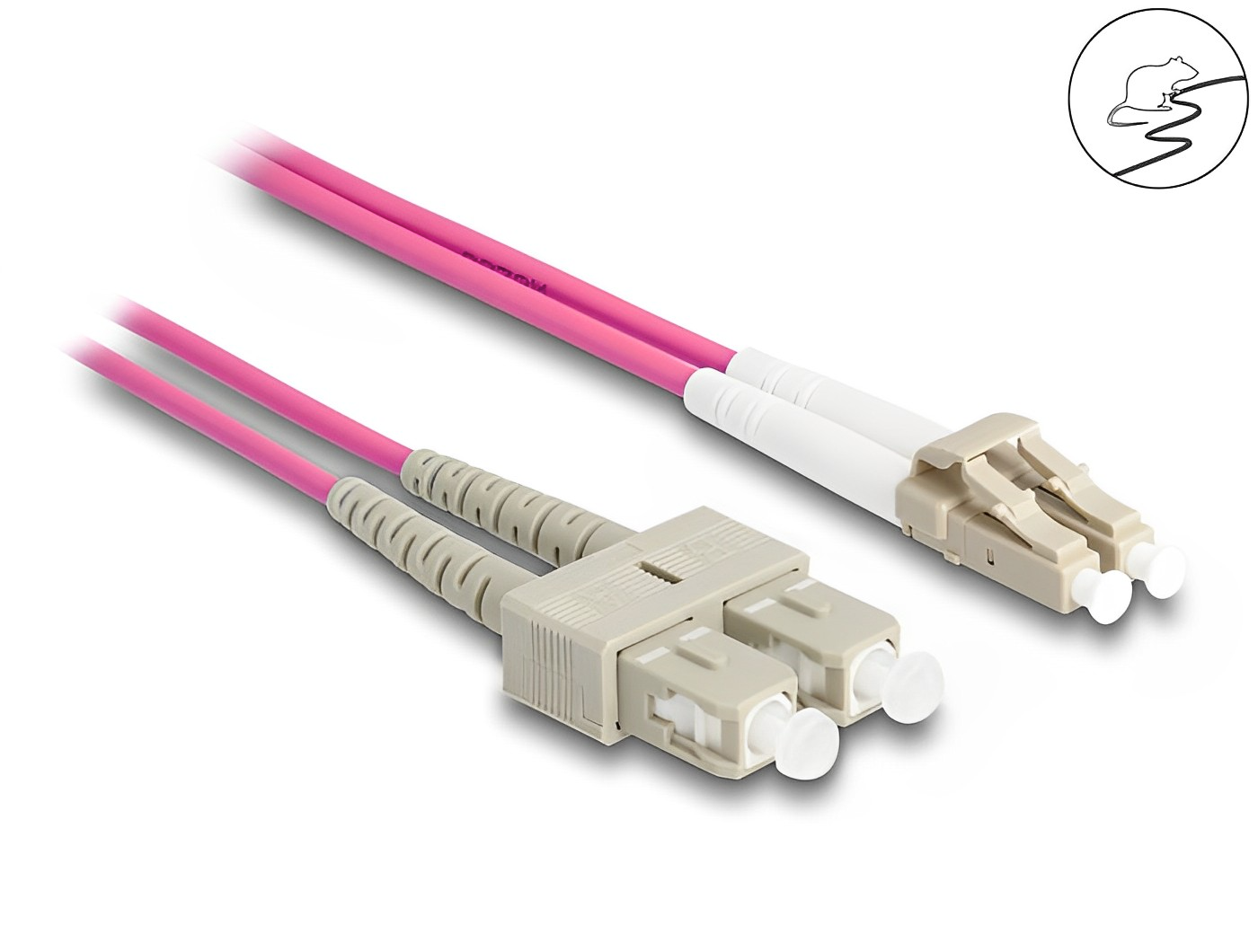 Fiber Optical Cable with metal armouring LC Duplex to SC Duplex Multi-mode OM4 - delock.israel