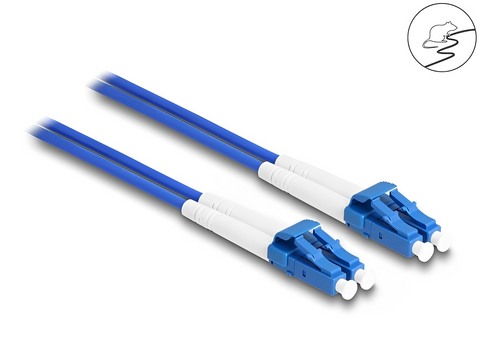 Fiber Optical Cable with metal armouring LC Duplex to LC Duplex Singlemode OS2 - delock.israel