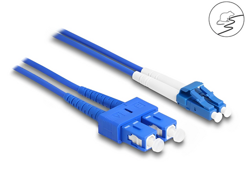Fiber Optical Cable with metal armouring LC Duplex to SC Duplex Singlemode OS2 - delock.israel