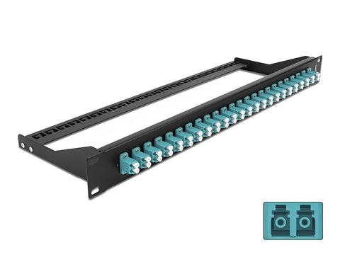 19″ Fibre Patch Panel 24 port LC Duplex aqua - delock.israel