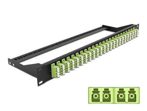 19″ Fibre Patch Panel 24 port LC Quad limegreen - delock.israel