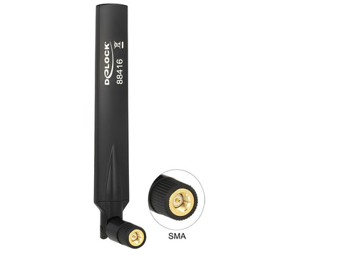 GSM / UMTS Antenna SMA plug 1.0 - 3.5 dBi omnidirectional with tilt joint black