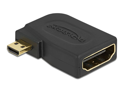Adapter High Speed HDMI with Ethernet - micro D male > A female angled sideways - delock.israel