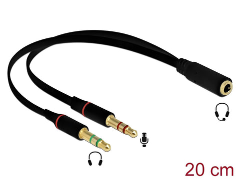 Headset Adapter 1 x 3.5 mm 4 pin Stereo jack female to 2 x 3.5 mm 3 pin Stereo jack male - delock.israel