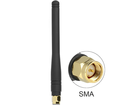 ISM 433 MHz Antenna SMA 2.5 dBi Omnidirectional Flexible Rubber Black - delock.israel