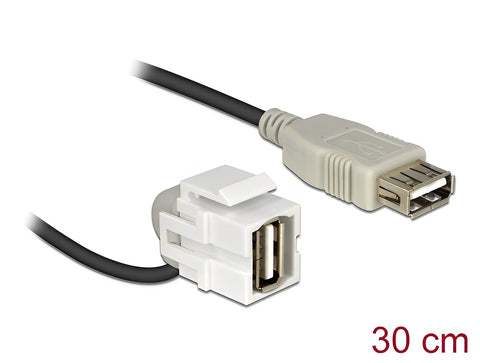Keystone Module USB 2.0 A female 110° > USB 2.0 A female with cable - delock.israel