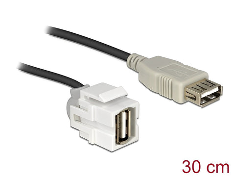 Keystone Module USB 2.0 A female 250° > USB 2.0 A female with cable - delock.israel