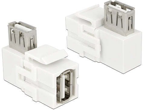 Keystone Module USB 2.0 A female > USB 2.0 A female 90° angled white - delock.israel