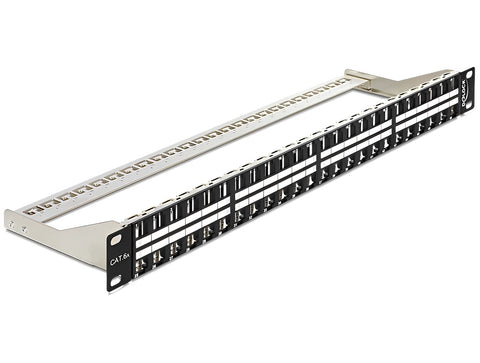 19″ Keystone Patch Panel 48 Port 1 U black - delock.israel