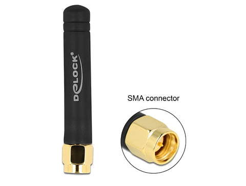 LPWAN 868 MHz Antenna SMA plug 1.6 dBi omnidirectional fixed black - delock.israel