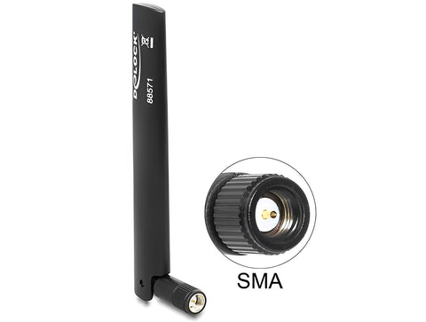 LTE Antenna SMA -0.8 - 3.0 dBi Omnidirectional With Flexible Joint Black - delock.israel