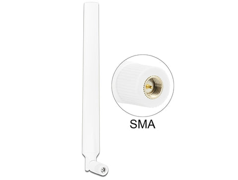 LTE Antenna SMA plug 0 - 4 dBi omnidirectional rotatable with tilt joint white - delock.israel