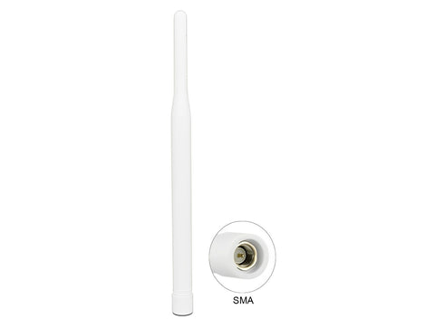 LTE Antenna SMA plug 0.3 - 2.9 dBi omnidirectional fixed white - delock.israel