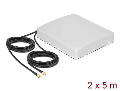 LTE MIMO Antenna 2 x SMA Plug 8 dBi directional with connection cable RG-58 5 m white outdoor - delock.israel