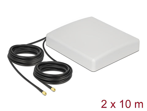 LTE MIMO Antenna 2 x SMA Plug 8 dBi directional with connection cable RG-58 10 m white outdoor - delock.israel