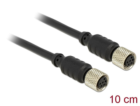 M8 sensor / actuator extension cable 6 Pin Female to 6 Pin Female waterproof 10 cm - delock.israel